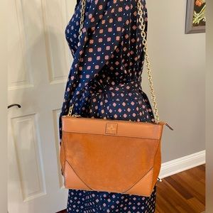 ⚜️India Hicks Bridle bag suede and leather bag w gold chain strap